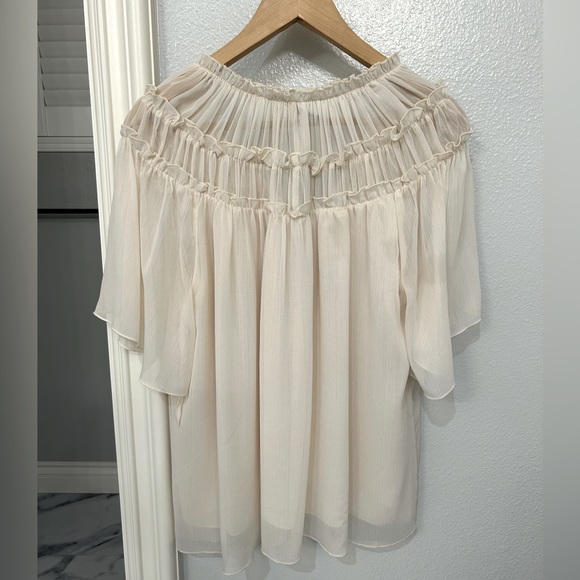 Zara Off White semi-sheer top - Picture 4 of 5